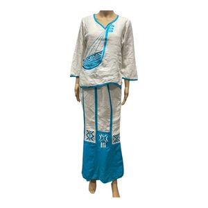 Blue and white traditional outfit